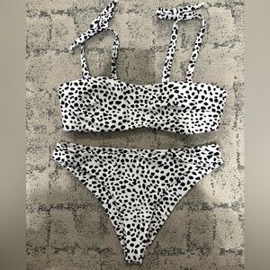 Black and White Spotted Bikini Set
